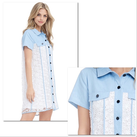 *TAKING DOWN* Country Blue & Lace Mini Dress - Picture 7 of 7